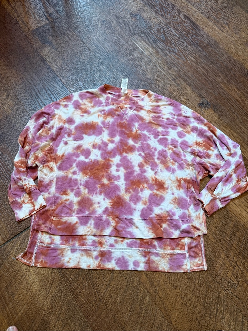 JoyLab Girls Tie-Dye Pullover Sweatshirt in Pink & Orange